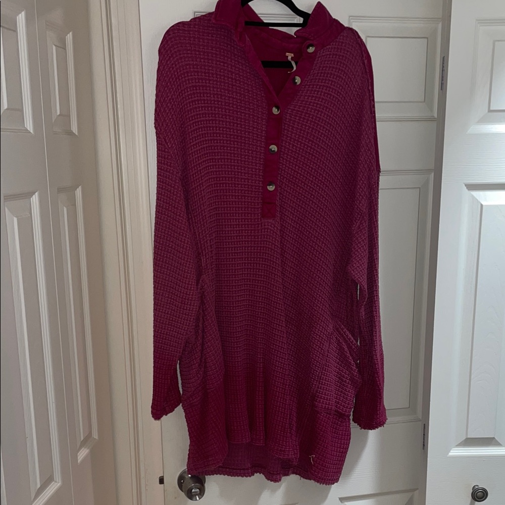 Free People Magenta Knit Cardigan